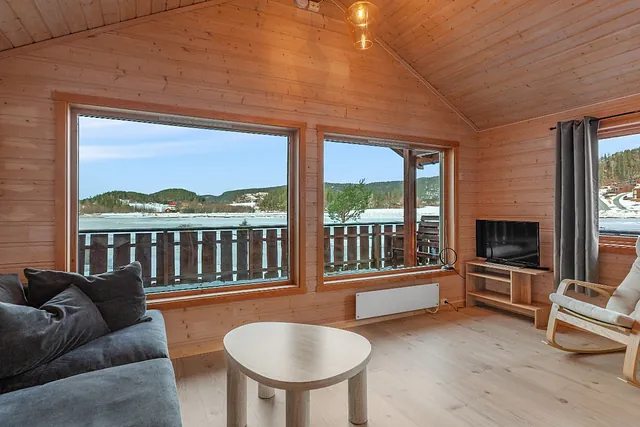 Nyoppusset hytte, utsikt fra stua